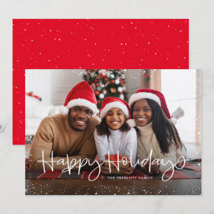 Happy-vakantie, eenvoudige sneeuwfotokaart lijst feestdagenkaart