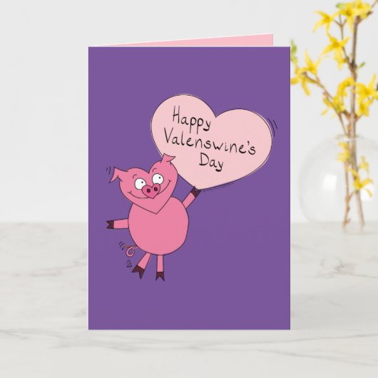 Happy Valenswine Day - Wenskaart van Valentijns Kaart (Gele Bloem)