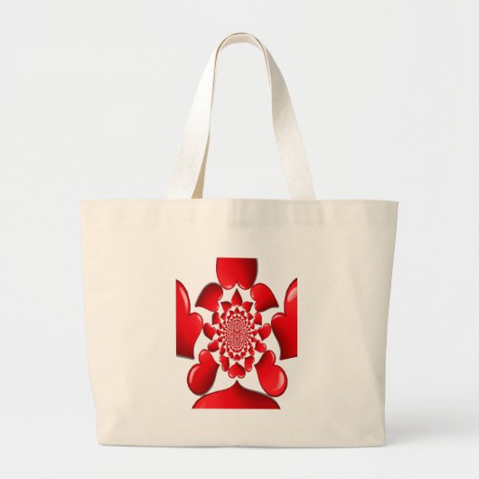 Happy Valentijn Big Red Hearts Grote Tote Bag (Voorkant)