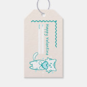 Happy Valentijn Blauwgroen Kat Cadeaulabel (Voorkant)