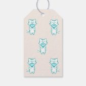 Happy Valentijn Blauwgroen Kat Cadeaulabel (Achterkant)
