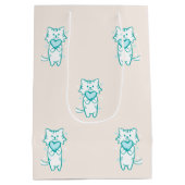 Happy Valentijn Blauwgroen Kat Medium Cadeauzakje (Achterkant)