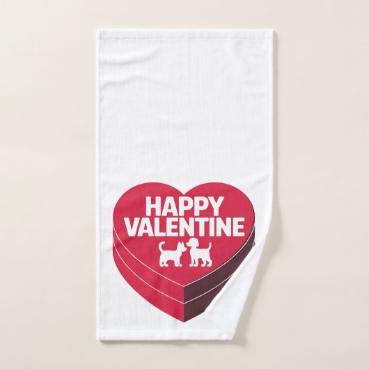 Happy Valentijn, Box of Chocs & Furry Silhouette Handdoek (Handdoek)