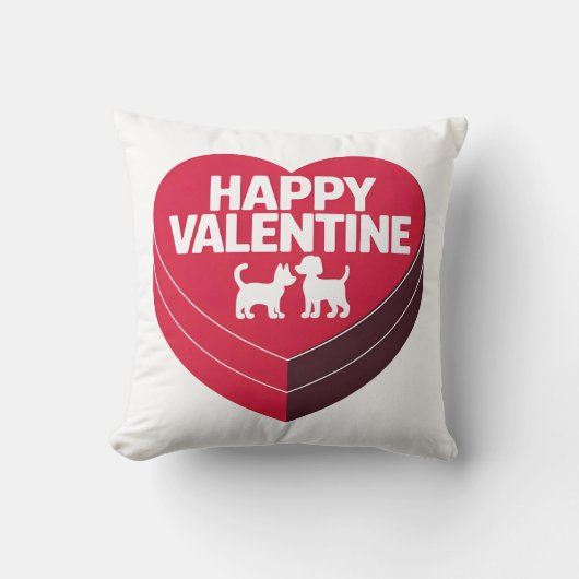 Happy Valentijn, Box of Chocs & Furry Silhouette Kussen (Voorkant)