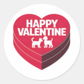 Happy Valentijn, Box of Chocs & Furry Silhouette Ronde Sticker (Voorkant)