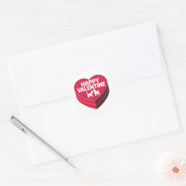 Happy Valentijn, Box of Chocs & Furry Silhouette Ronde Sticker