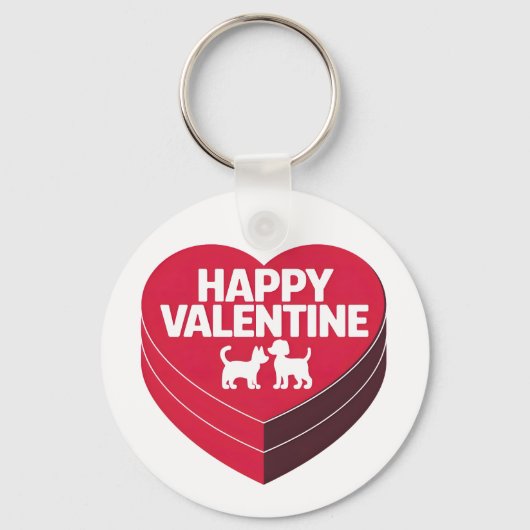 Happy Valentijn, Box of Chocs & Furry Silhouette Sleutelhanger (Voorkant)