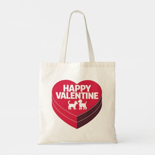 Happy Valentijn, Box of Chocs & Furry Silhouette Tote Bag (Achterkant)
