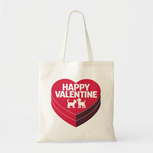Happy Valentijn, Box of Chocs & Furry Silhouette Tote Bag (Voorkant)