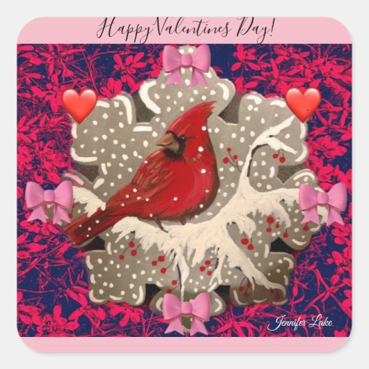 Happy Valentijn Cardinaal Sticker (Voorkant)