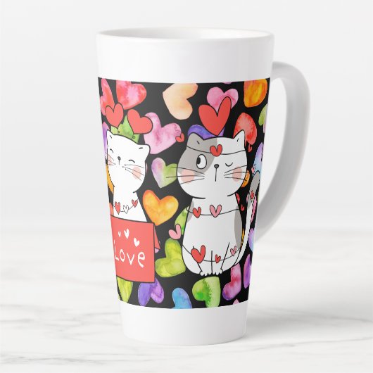 Happy valentijn Cats Latte Mok (Rechterhoek)