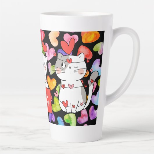 Happy valentijn Cats Latte Mok (Rechts)