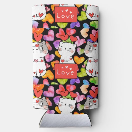 Happy valentijn Cats Seltzer Blikjeskoeler (Achterkant)