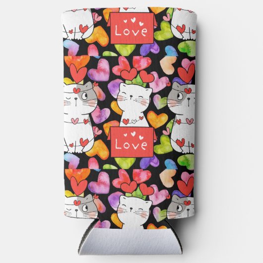 Happy valentijn Cats Seltzer Blikjeskoeler (Voorkant)