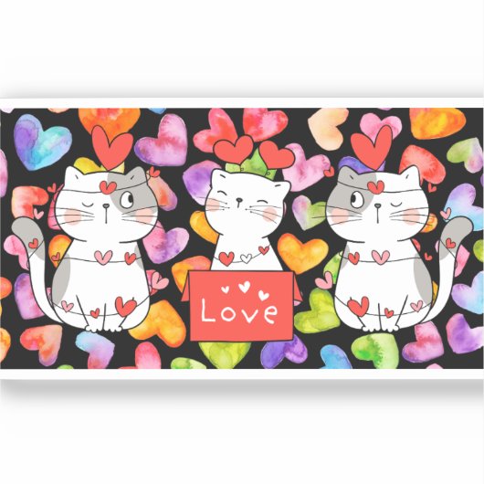 Happy valentijn Cats Sticker (Voorkant)