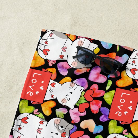 Happy valentijn Cats Strandlaken (In situ)