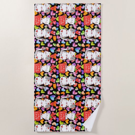 Happy valentijn Cats Strandlaken (Voorkant)