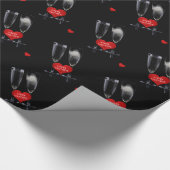 Happy Valentijn Champagne Flute Glasses Red Hearts Cadeaupapier (Hoek)