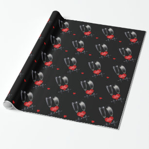 Happy Valentijn Champagne Flute Glasses Red Hearts Cadeaupapier