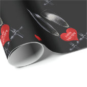 Happy Valentijn Champagne Flute Glasses Red Hearts Cadeaupapier (Rol Hoek)