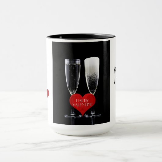 Happy Valentijn Champagne Flute Glasses Red Hearts Mok (Midden)