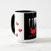 Happy Valentijn Champagne Flute Glasses Red Hearts Mok (Voorkant links)