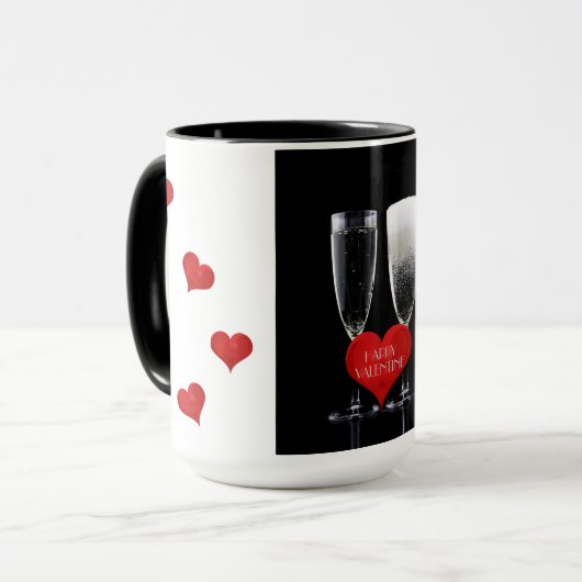 Happy Valentijn Champagne Flute Glasses Red Hearts Mok (Voorkant links)