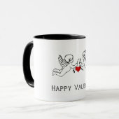 Happy Valentijn Cherubs Couple Cute Hearts Text Mok (Voorkant links)