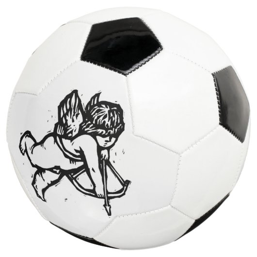Happy Valentijn Cupid Angel Soccer Black White Voetbal (Drie kwart)