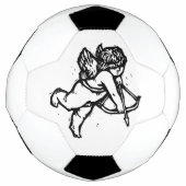 Happy Valentijn Cupid Angel Soccer Black White Voetbal (Voorkant)