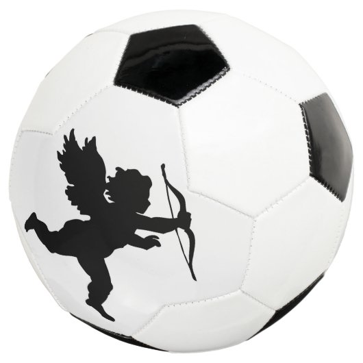 Happy Valentijn Cupid Angel Soccer Black White Voetbal (Drie kwart)