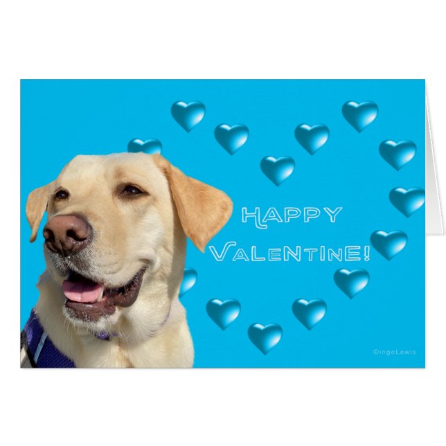 Happy Valentijn Cute Dog Small Kaart (Voorkant Horizontaal)