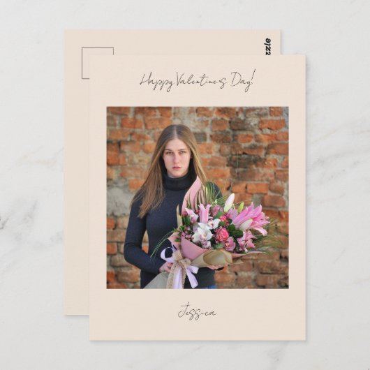 Happy Valentijn Day Modern Script Photo Briefkaart (Voorkant / Achterkant)