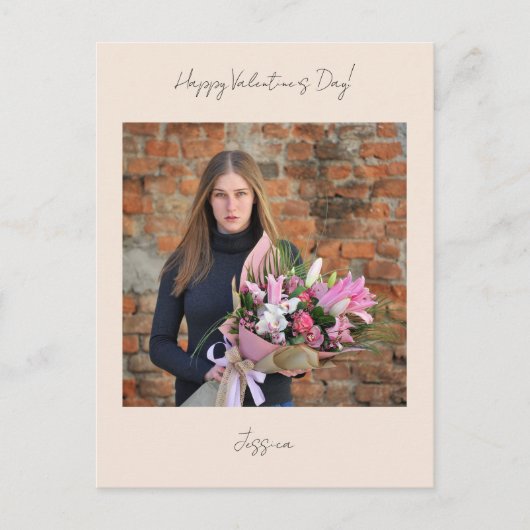 Happy Valentijn Day Modern Script Photo Briefkaart (Voorkant)