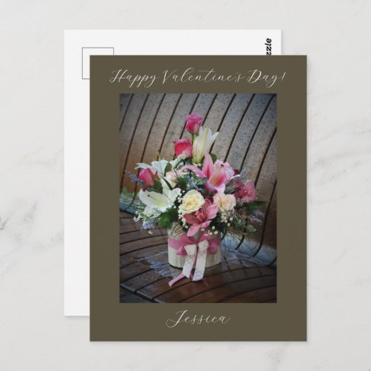 Happy Valentijn Day Modern Script Photo Briefkaart (Voorkant / Achterkant)