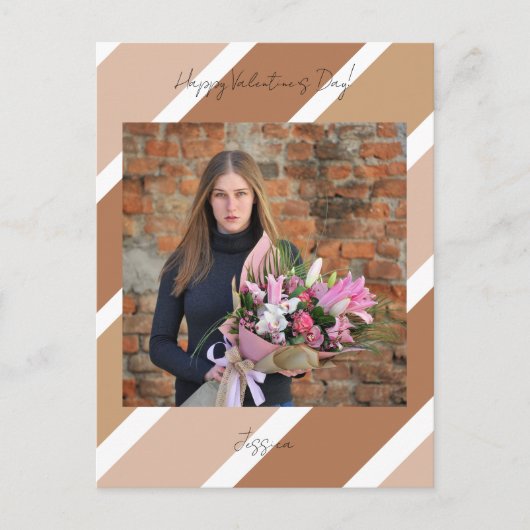 Happy Valentijn Day Modern Script Photo Briefkaart (Voorkant)