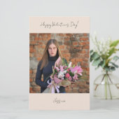 Happy Valentijn Day Modern Script Photo Briefpapier (Staand voorkant)