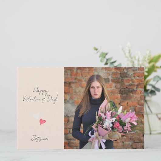 Happy Valentijn Day Modern Script Photo Briefpapier (Staand voorkant)