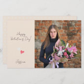 Happy Valentijn Day Modern Script Photo Briefpapier (Voorkant / Achterkant)