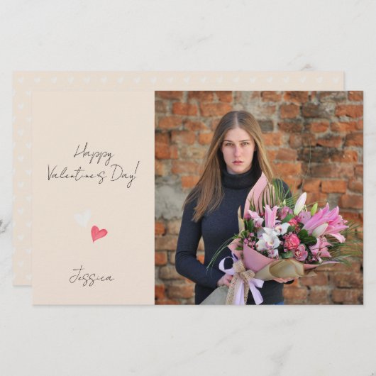 Happy Valentijn Day Modern Script Photo Briefpapier (Voorkant / Achterkant)