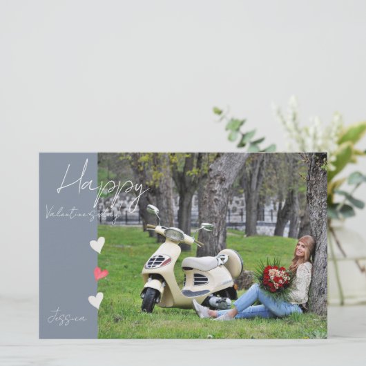 Happy Valentijn Day Modern Script Photo Briefpapier (Staand voorkant)
