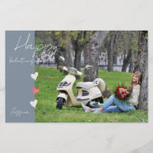 Happy Valentijn Day Modern Script Photo Briefpapier (Voorkant)