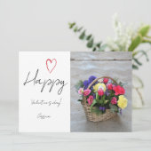 Happy Valentijn Day Modern Script Photo Feestdagenkaart (Staand voorkant)