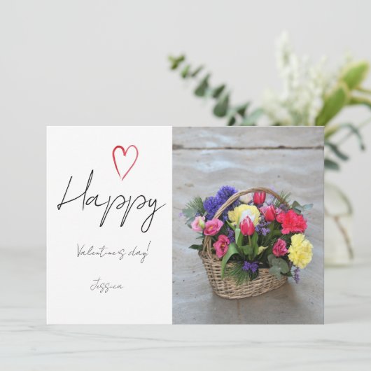 Happy Valentijn Day Modern Script Photo Feestdagenkaart (Staand voorkant)