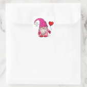 Happy Valentijn Day Pink Gnome hart Ballon Sq Vierkante Sticker (Tas)