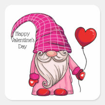 Happy Valentijn Day Pink Gnome hart Ballon Sq