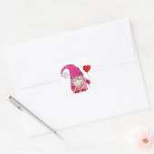 Happy Valentijn Day Pink Gnome hart Ballon Sq Vierkante Sticker (Envelop)