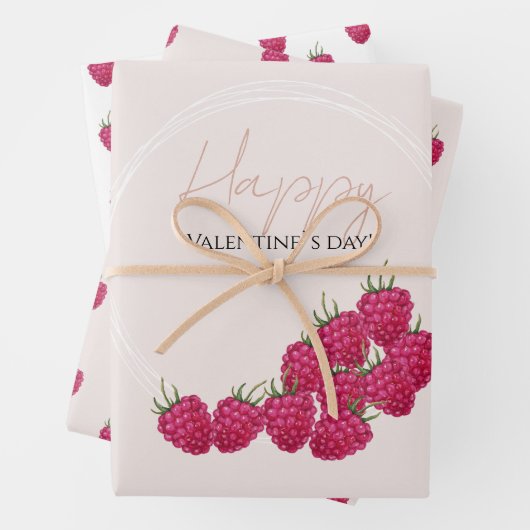 Happy Valentijn day Raspberries Waterverf Inpakpapier Vel (In situ)