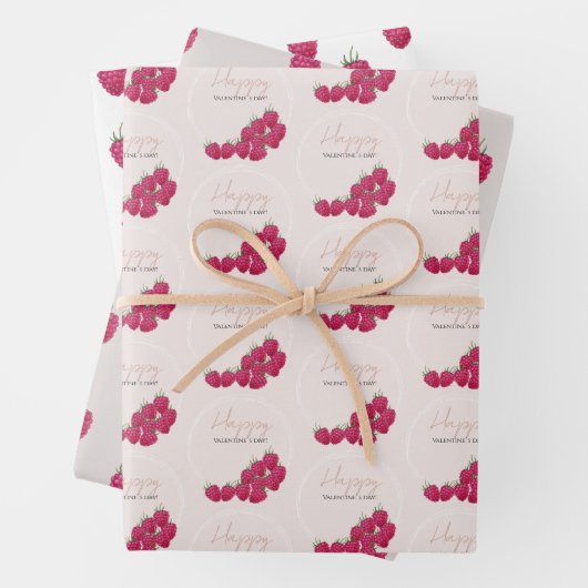 Happy Valentijn day Raspberries Waterverf Inpakpapier Vel (In situ)