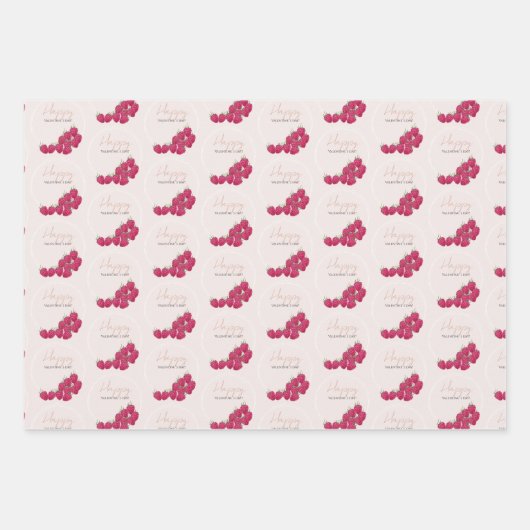 Happy Valentijn day Raspberries Waterverf Inpakpapier Vel (Voorkant)